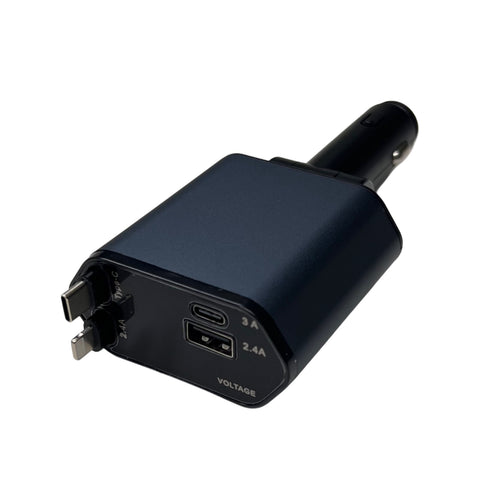 شاحن سيارة سريع 4 في 1 بكيبلات قابلة للسحب – قدرة حتى 120W