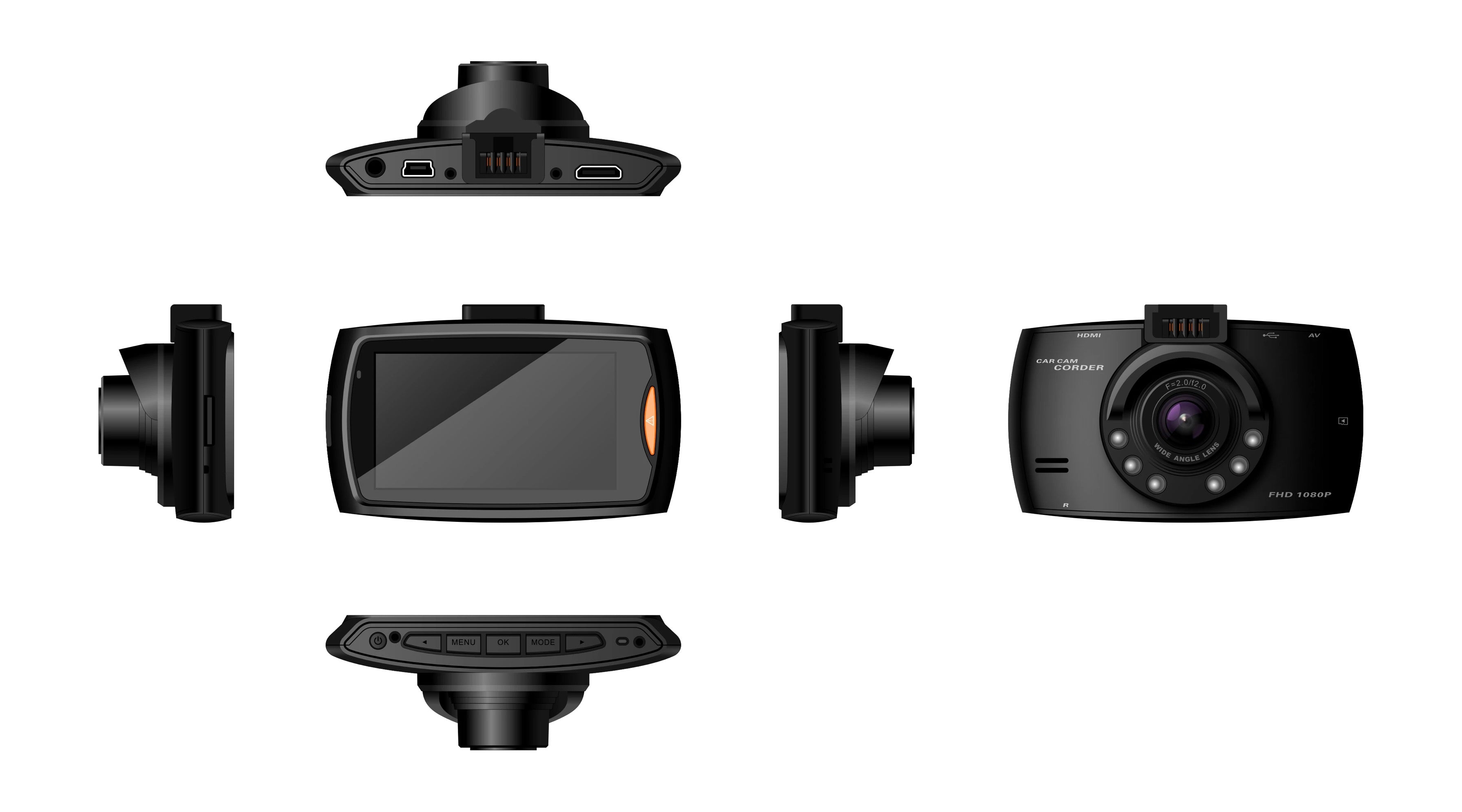 كاميرا السيارة المتقدمة Z-3060 بدقة HD وشاشة 2.7 بوصة